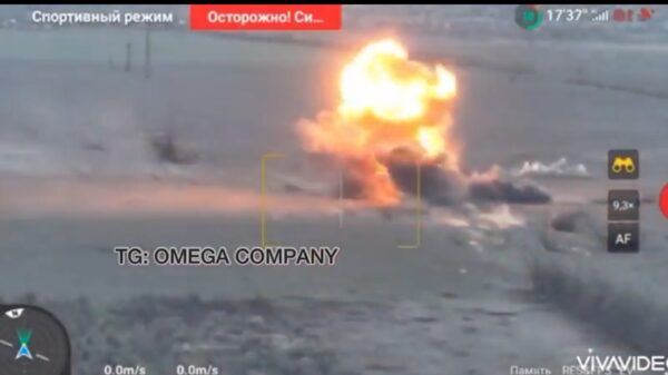 Russian Tank Hits a Minefield